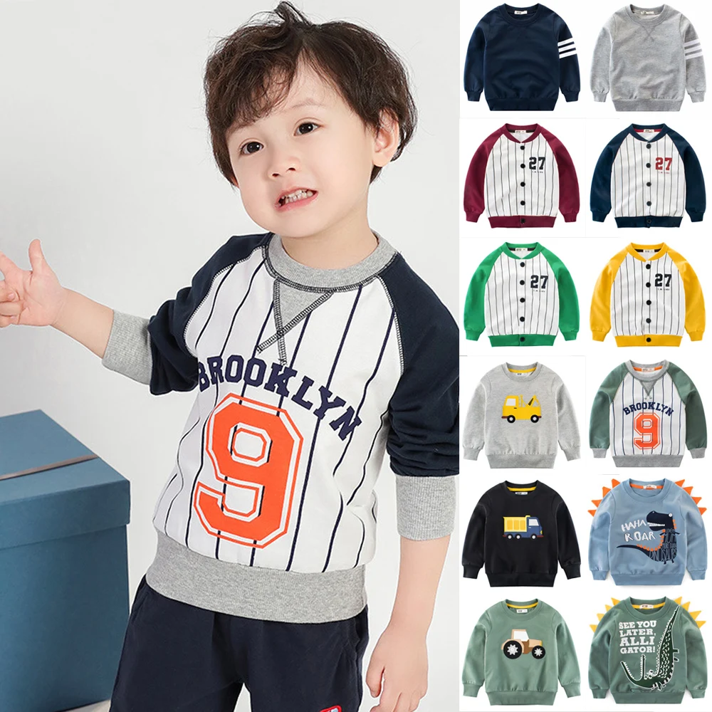 

Oeak Kids Boys Autumn Sweatshirt Baby Cartoon Pattern Long Sleeve T-shirt Children Spring Tops Tees Fashion Boy Outfit Cloth