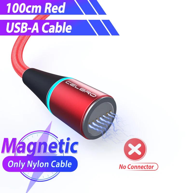 Кабель Usb type C Магнитный Micro Usb провод для быстрого заряда для BlackBerry KEY2 Evolve X Motion OPPO VOOC Flash Quick Charge QC 3,0 - Цвет: Only Red Cable