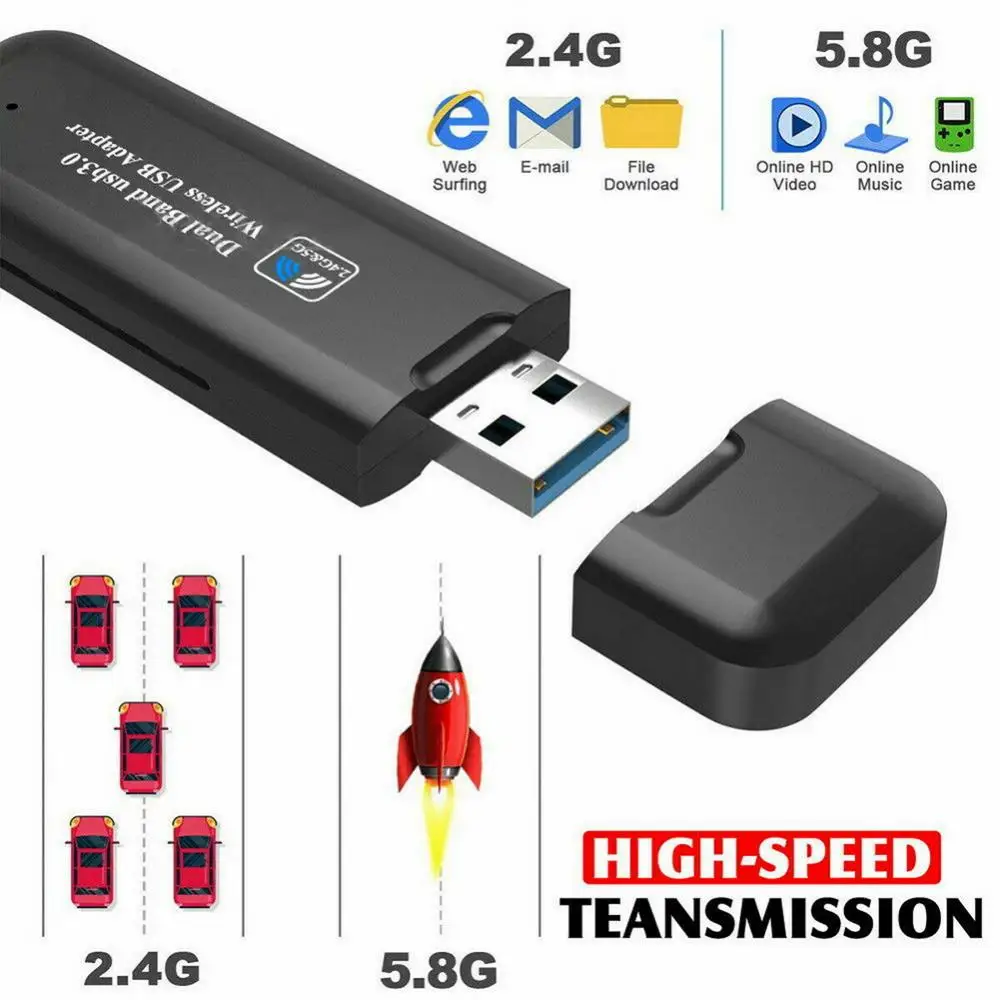 USB WiFi Adapter 1200Mbps Dual Band 2.4G 5.8G USB 3.0 WiFi 802.11 AC Wireless Network Adapter for Desktop Laptop