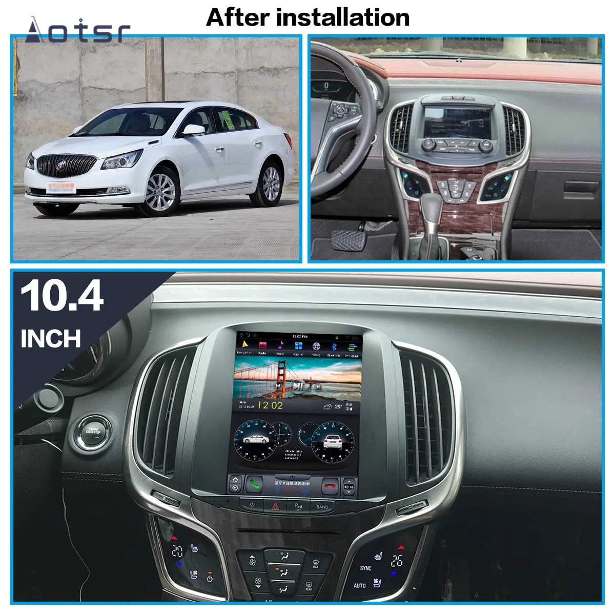 Perfect Aotsr Tesla 10.4“  Vertical screen Android 8.1 Car DVD Multimedia player GPS Navigation For BUICK Lacrosse 2013-2015 carplay 1