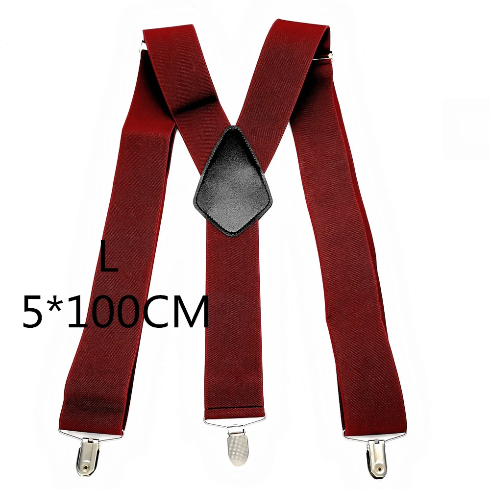 Wine red-100cm Большой размер 3 сильные защитные зажимы эластичная Подвеска для взрослых кожа крест Y назад мужские подтяжки удерживающие штаны рабочие подтяжки - Цвет: Wine red-100cm