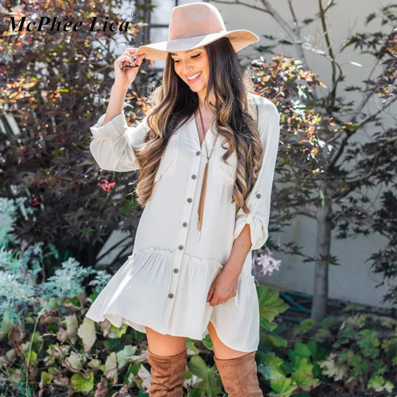 Женское платье в стиле бохо повседневное уличное с длинным рукавом мини-платье