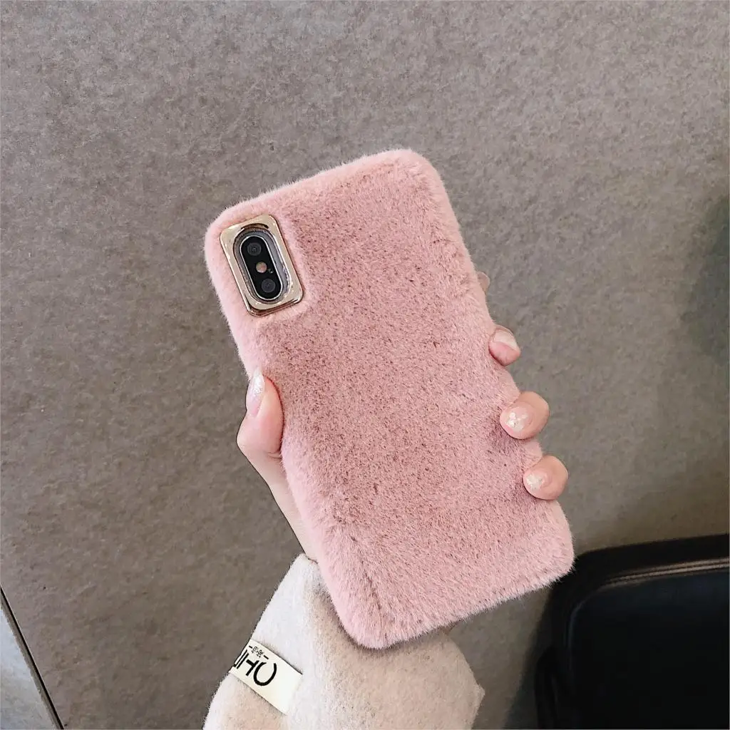 Простой Меховой чехол для huawei Nova 5 Pro 5i 4 3 3i 2 плюс 2s 2i Коврики 30 20 Pro Lite 10 9 8 7 20x чехол зимняя утепленная крышка - Цвет: Pink