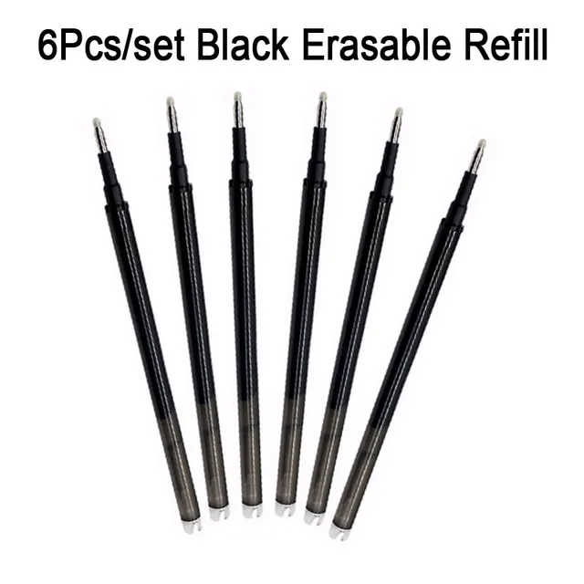 8Pcs/Set Erasable Gel Pen 0.7mm 0.5mm Bullet Tip Blue Black Red Ink Refill Rods 8 Color Writing Drawing Painting Washable Handle 6Pcs Black Ink
