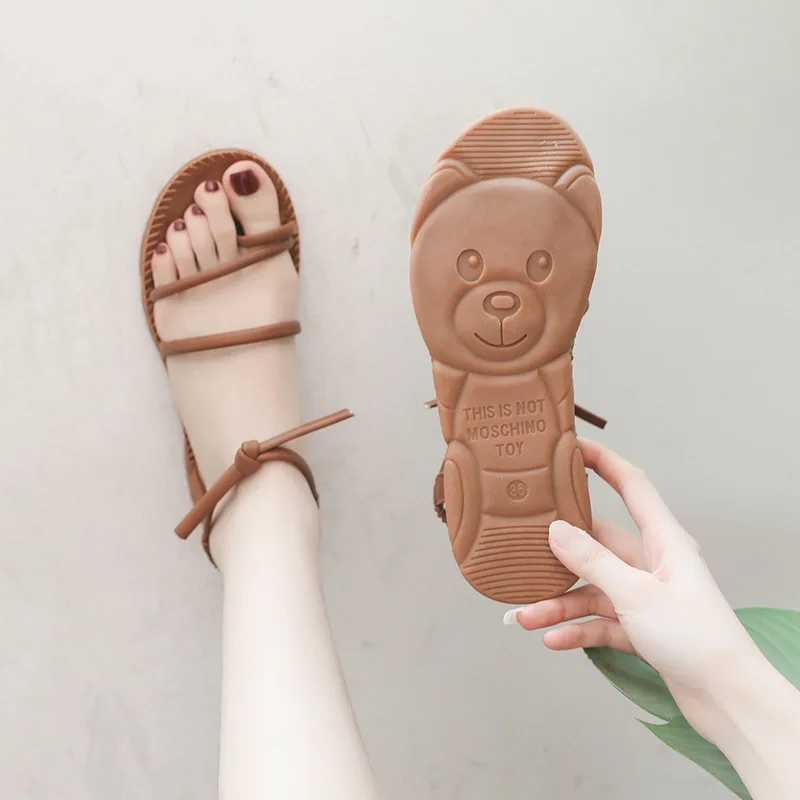 

2019 Summer New Style Korean-style A- line with Fashion Foot Covering Soft-Sole Versatile Sandals Women's Casual Flat