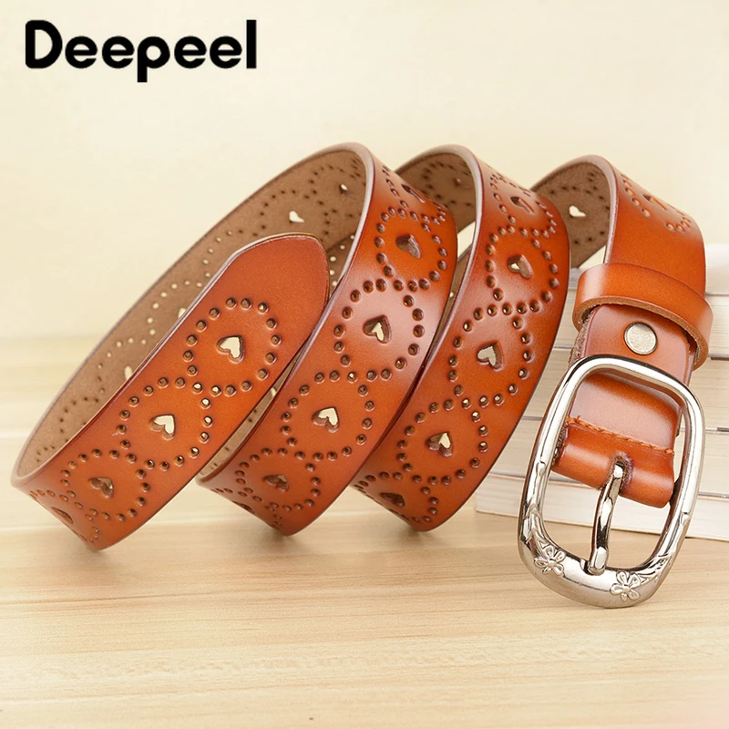 Deepeel/1 шт., 2,8*105-120 см, женская мода, сердце, полый кожаный ремень, второй слой, Воловья кожа, сплав, пряжка, Повседневный, дикие джинсы, пояс