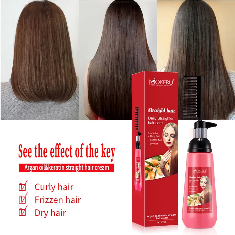 Hair Straightener Cream Herbal Keratin Straight Hair Cream Comb  Professional Hair Care Don't Hurt Hair Effective Hair Softener - Hair  Relaxers - AliExpress