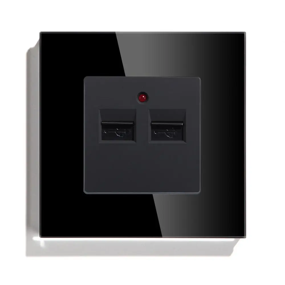 Black BSEED двойная USB настенная декоративная розетка двойная черная Золотая белая панель - Тип: Black