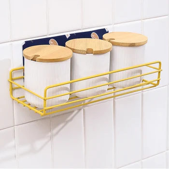 

Bathroom Storage Rack Corner Organizer Toilet Kitchen Wall Hanging Iron Shelf without Drilling