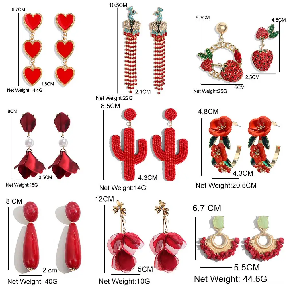 Flatfoosie красный 32 дизайн Висячие Серьги Кристальный цветок/украшение на свадьбу Смола Круглый сердце массивные серьги для женщин ювелирные изделия