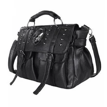 Сумка на плечо, женская модная сумка, дизайнерская сумка в стиле панк с черепом и заклепками, универсальная женская сумка, черная большая сумка-тоут