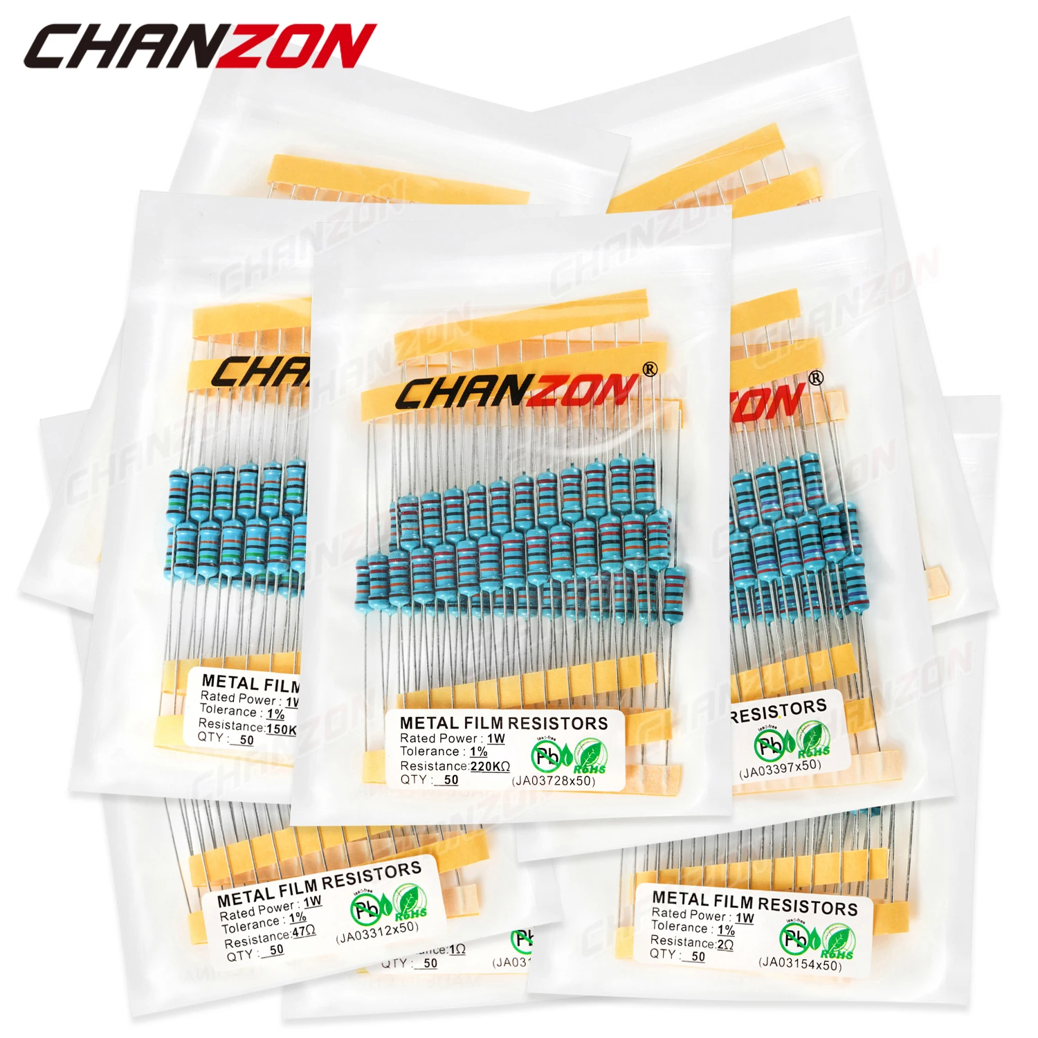 고정밀 금속 필름 저항기 1%, 2 4.7 10 22 100 220 330 470, 1K 4.7K 15K 47K 68K 220K 470K ohm 1 W 저항, 50 개/로트 