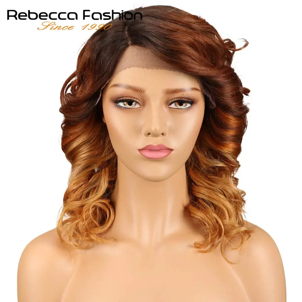 Парик Rebecca L для чернокожих женщин волнистые перуанские Волнистые волосы Remy 14 дюймов бесплатная