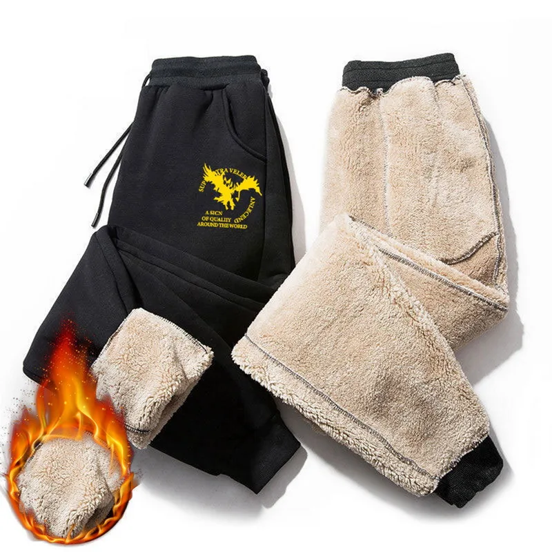 PUIMENTIUA M-3XL Men's Winter Pants Sports Warm Sweatpants Male For Jogging Plus Big Size Fleece Clothing Trousers Joggers fishing pants