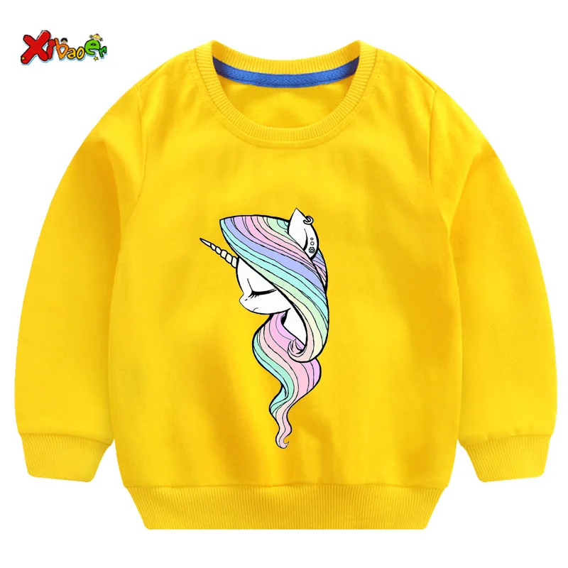 Свитер для маленьких девочек; худи с единорогом; детские свитера; зимняя одежда для маленьких девочек; милый детский свитер с рисунком; одежда для детей 7 лет - Цвет: Kids Sweatshirts