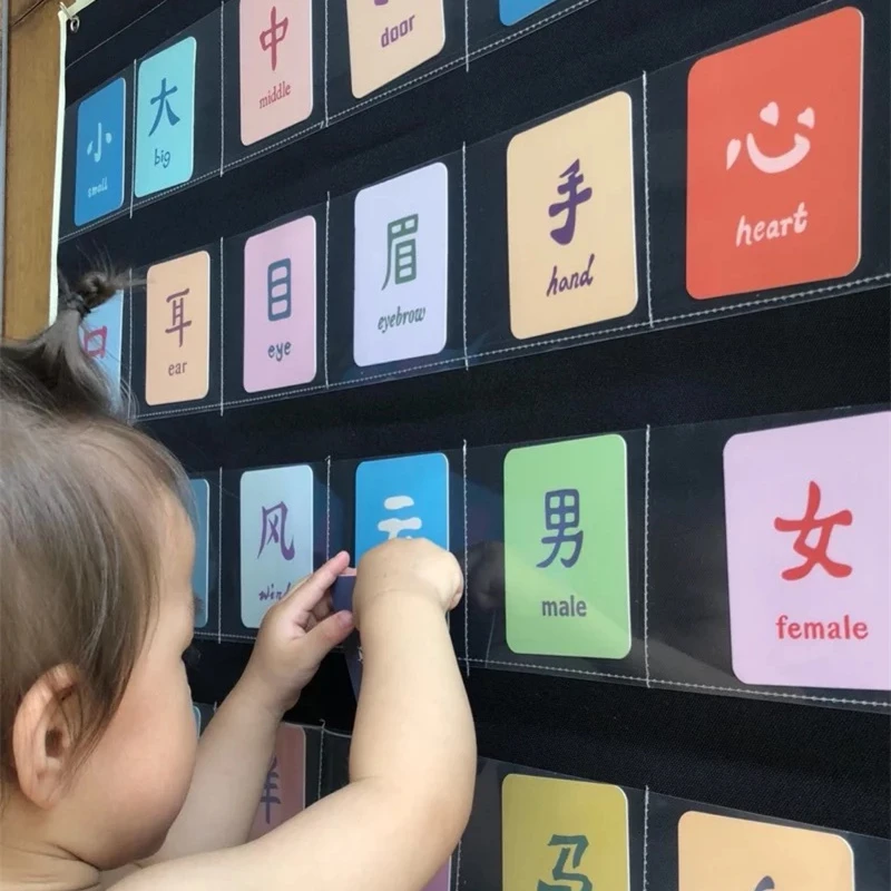 幼稚園フラッシュカード研究壁掛けバッグ教材ホーム主催子供知育玩具学習カード収納袋 Aliexpress