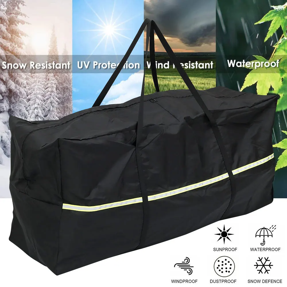 Garden Furniture Cushion Storage Bag 210D Oxford Fabric Garden Cushion Storage Bag Waterproof with Zipper for Christmas Tree Blankets Cushions Tents Patio Accessories 122*39*55cm