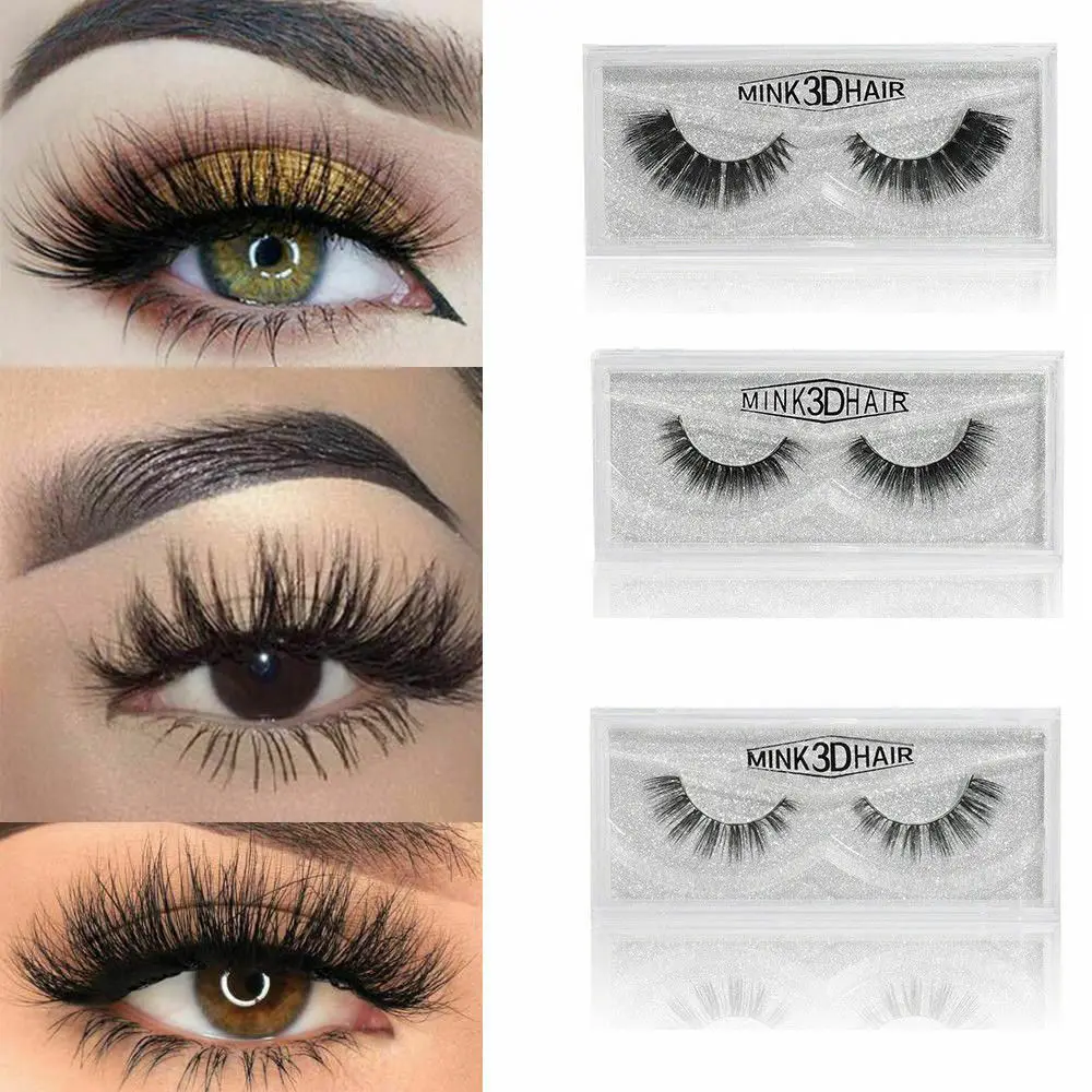 

1 Pair 3D Mink Lashes Natural Thick False Eyelashes Handmade Makeup Soft Fake Mink Eyelash Extension Tools 19 Styles Faux Cils