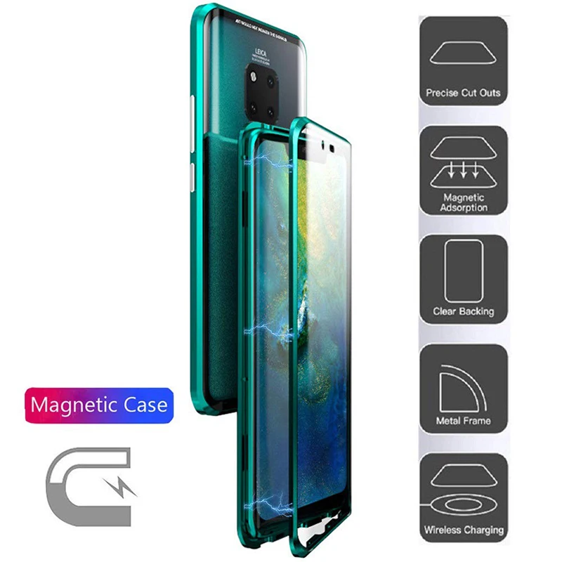 10 шт. металлический флип-чехол для телефона huawei mate 20X P30 задняя крышка двойное закаленное стекло mate 20 Pro P30 Pro P30e Coque