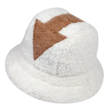 appa bucket hat Lamb wool hat winter warm Fishing Caps Faux Fur Arrow Symbol Printed Bucket Hat Men Women tide Flat Top Hats 1