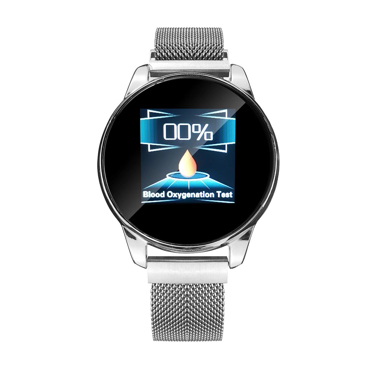 Silver Steel band KINCO, умные часы, bluetooth, водонепроницаемые, для фитнеса, здоровья, трекер, кровяное давление, Heartrate, наручные часы, спортивные часы, 1,3 дюймов, ips экран - Цвет: Silver Steel band