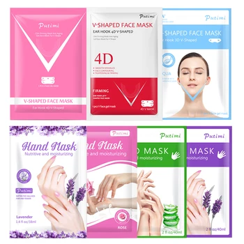 

PUTIMI 4D Double V Shaped Face Mask Lifting Slimming Cheek Smooth Wrinkles Cream Face Neck Peel-off Mask Whitening Hand Mask