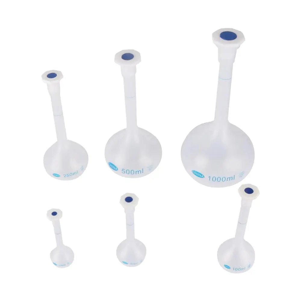 lab glass supplies lab volumetric flask lab bottle stopper School Lab Plastic Vase Shape Measuring Flask With Stopper Precise Durable Long Neck Volumetric Durable Experiment Instrument
