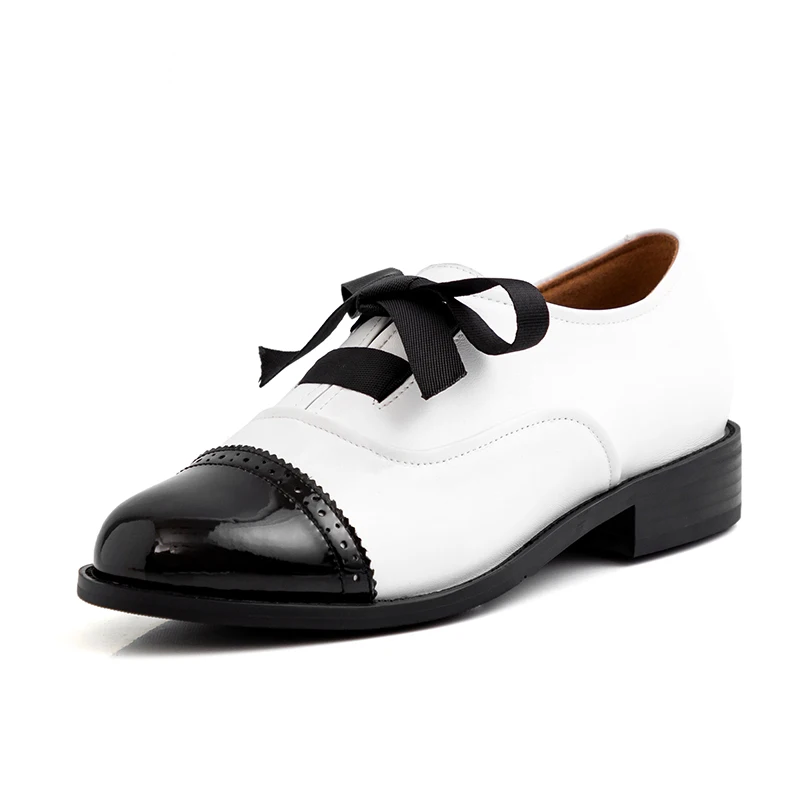 Zapatos mujer; Новинка; весенние туфли-оксфорды; женская повседневная обувь из натуральной кожи в стиле ретро; британский стиль; обувь Bullock femme