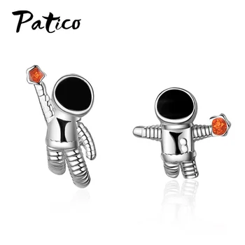 

Exquisite Cartoon Planet Astronaut 925 Sterling Silver Stud Earrings For Women Trend Creative Party Gift Cubic Zirconia Jewelry