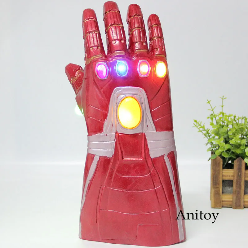 Косплей Marvel Мстители эндгейм Железный человек мягкая перчатка ПВХ Бесконечность гаунтлет с светодиодный свет Фигурка Коллекционная