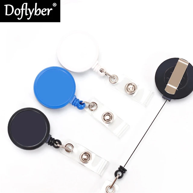 20pcs/lot Retractable Badge Reel Nurse Display ID Name Card Badge Holder  Mini ID Lanyard KeyRing Office Supplies