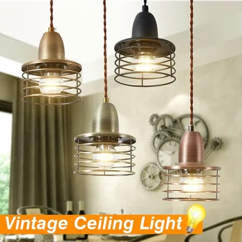 

E27 Vintage Pendant Lights Loft Pendant Lamp Retro Hanging Lamp Lampshade For Kitchen Dining Bedroom Home Lighting AC110-220V