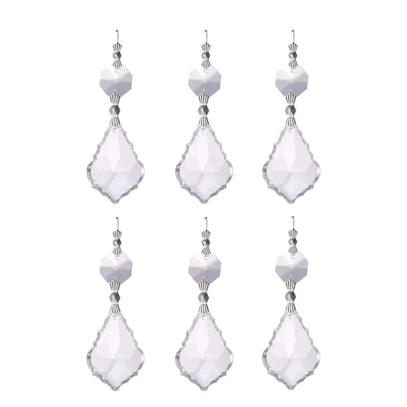 10pcs 50mm Crystal Chandelier Parts Maple Leaf Prism Suncatchers For Wedding Window Curtain Decoration