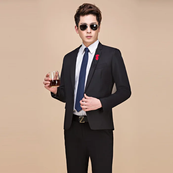 Studio Nightclub Host Barber Hair Stylist Suit Embroidered Rose Korean-style Slim Fit Men'S Wear Fashion Studio Nightclub Host Barber Hair Stylist Suit Embroidered Rose Korean-style Slim Fit Men'S Wear Fashion