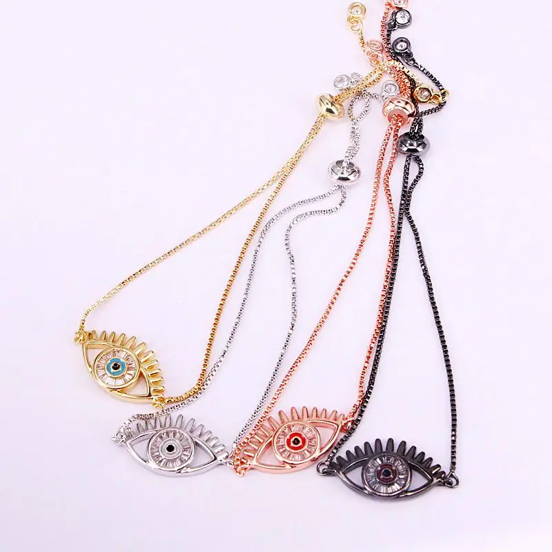 12 шт., Мода Кристалл глаз эмаль микро Pave CZ цирконий для женщин ювелирные изделия цепь браслет