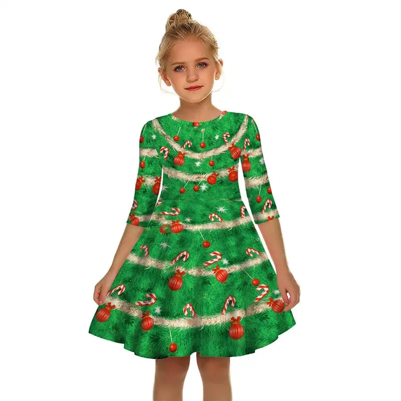 Одежда для родителей и детей; одежда с 3D-принтом в виде снежинок; женское платье; Повседневное платье со средним рукавом; Прямая поставка; Рождественская одежда - Цвет: kids 5
