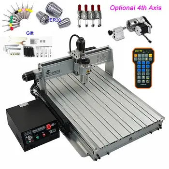 

4 Axis USB Mini CNC 8060 Router Cutter 1.5KW Brushless Frequency Air Cooling Spindle Motor 3D Wood Engraving Milling Machine