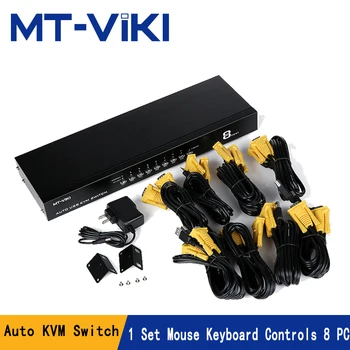 

MT-Viki KVM Switch 8 Port VGA USB Auto Scan Hotkey Supported 1U Rack-mount with Original Cable for 8 PC 1 Monitor MT-2108UL