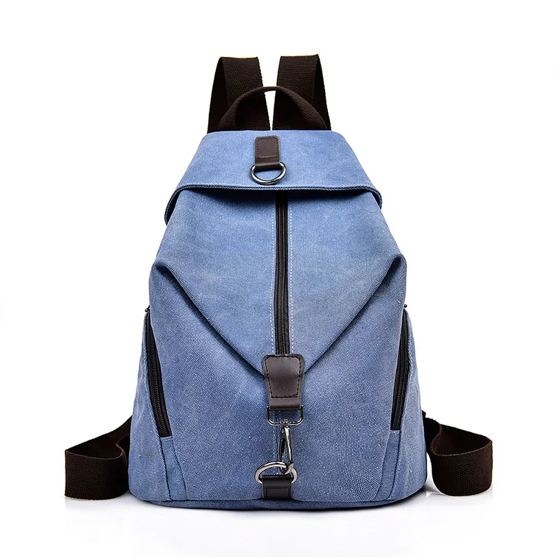 D Light blue Унисекс Рюкзак Ретро Одноцветный холщовый женский рюкзак большой емкости Повседневный женский и мужской Рюкзак Студенческая школьная сумка - Цвет: D Light blue