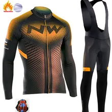 NW Winter Thermal Fleece Cycling Jersey Men long sleeve Set ropa ciclismo hombre MTB bike Cycling Clothing Maillot Ciclismo