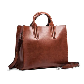 

Oil Wax Leather Women Handbag Large Capacity Messenger Bags Vintage Shoulder Bag Office Lady Totes Daily Clutch Designers
