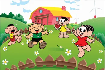 

7x5FT Turma Da Monica Farm Party White Flowers Wooden Fence Barn Green Lawn Custom Photo Backdrop Background Vinyl 220cm X 150cm