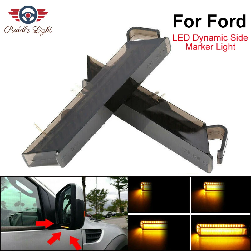 

2pcs Led Dynamic Turn Signal Side Marker Light Sequential Blinker Light For Ford F150 Raptor Expedition Lincoln Mark LT