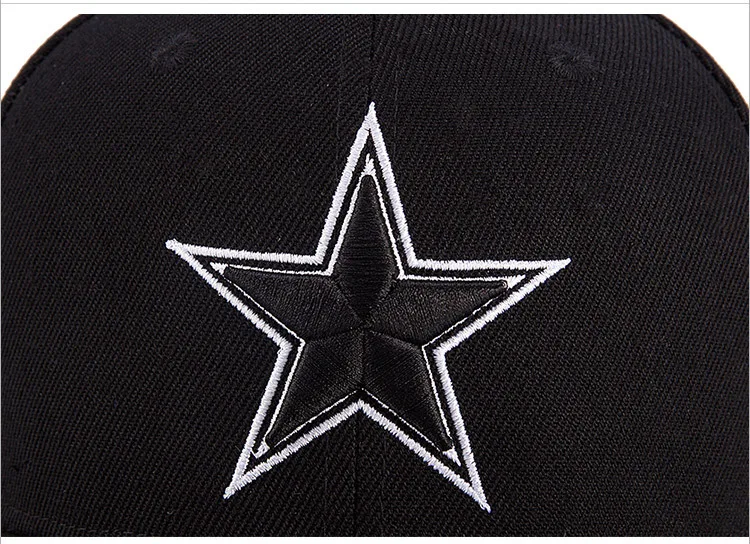 Модная пятиконечная звезда бейсбольная кепка для мужчин женщин хип хоп рэп шляпа черная
