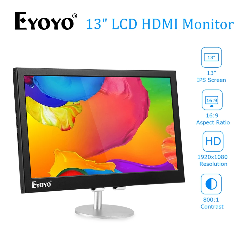 

Eyoyo EM13A 13.3" Computer Monitor LCD Ecran FHD IPS PC Screen With USB speakers 1920x1080 Laptop Pantalla For PS4 WiiU Display