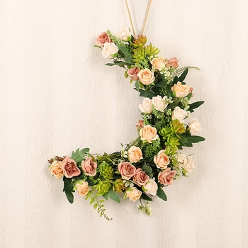 

Simulation Flower Decorative Wreaths Door Hanging Ornaments Chrysanthemum Wreath Pendant Wedding Christmas Flower Garland 1pc