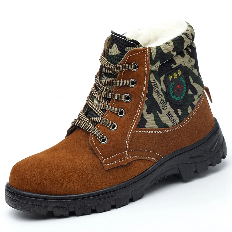 Winter Labor Protection Cotton Shoes Men High Help Cold Anti-slip Steel Bag Head Anti-smashing Anti-piercing Work Safety Shoes