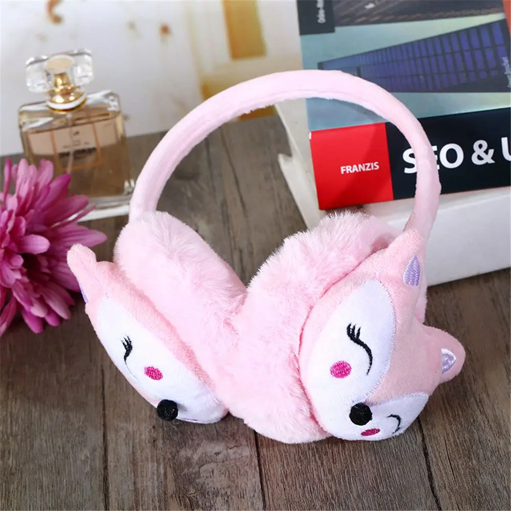 1PC Cute Winter Warm Earmuff Cartoon Fox Plush Thicken Soft Adjustable Ear Cover for Aldult Kids Kawaii Outdoor Headband Earflap warm earmuffs fur earmuffs