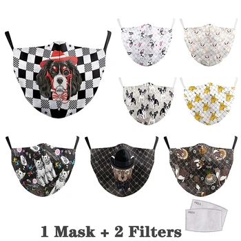 

Fabric Masks Puppy Pattern Mouth Face Mask Pm2.5 Printed Face Adult Dust Mouth Cover Washable Reusable Protective Winter Mask
