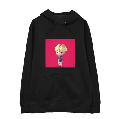 Thin section A-black Kpop Bangtan мальчики JK RM Suga V Jhope Jin Jimin Q Версия Милая толстовка плюс бархат тонкие свободные мужчины и женщины весна и осень - Цвет: Thin section A-black